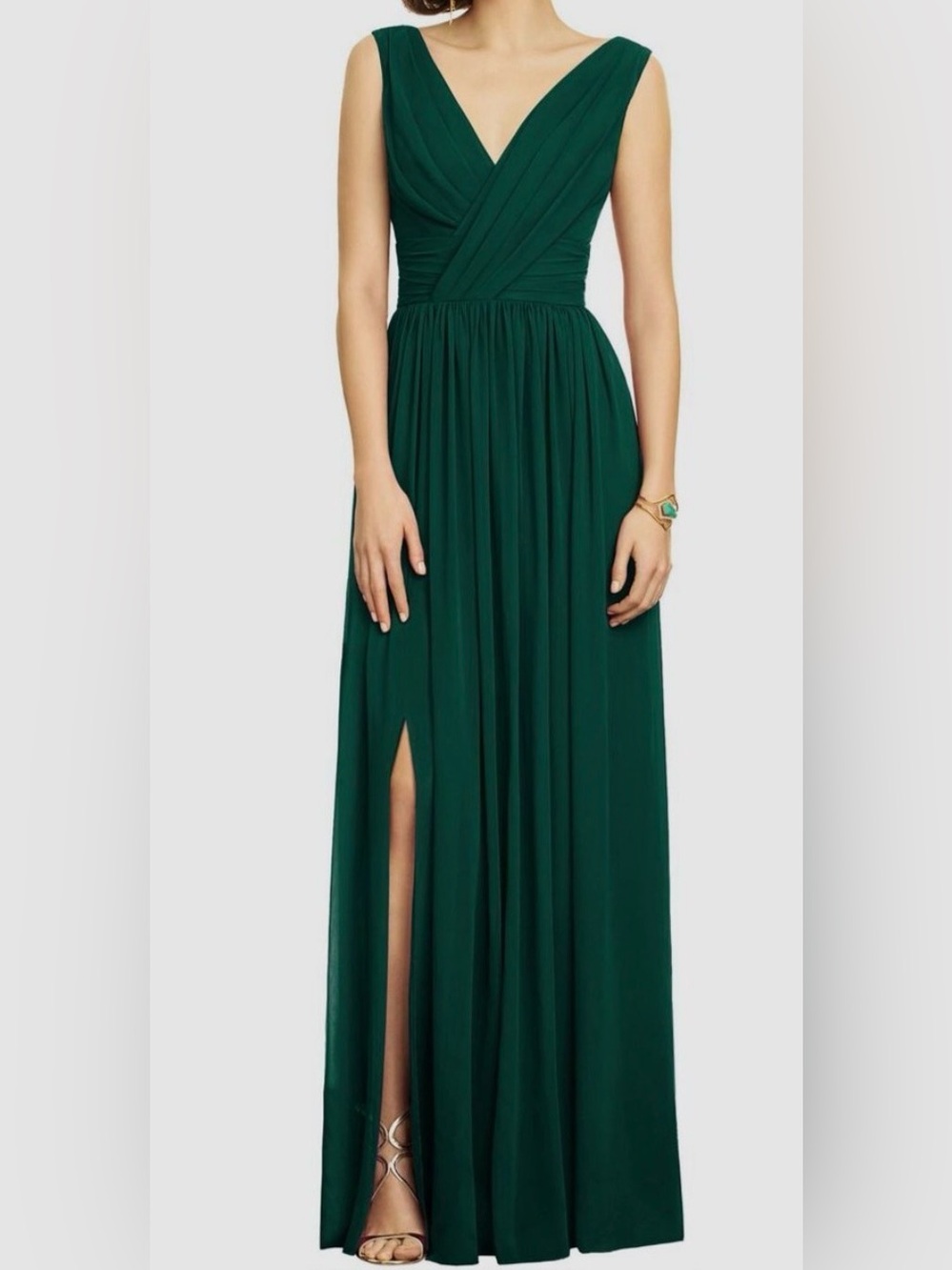 Dessy Collection Hunter Green Sleeveless Maxi Dress